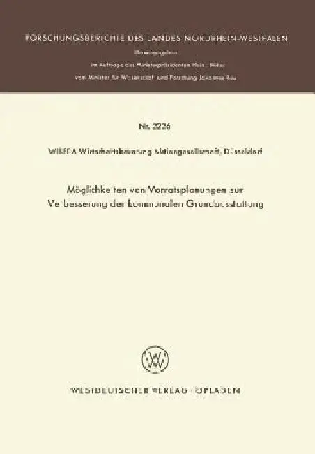 Cover of Möglichkeiten Von Vorratsplanungen Zur Verbesserung Der Kommunalen Grundausstattung