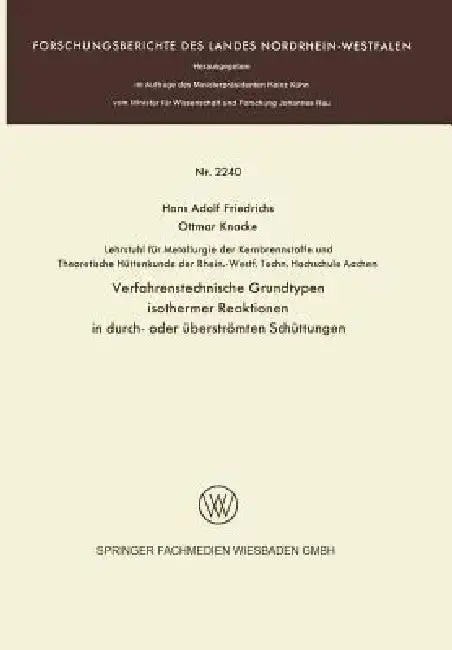 Cover of Verfahrenstechnische Grundtypen Isothermer Reaktionen in Durch- Oder Überströmten Schüttungen
