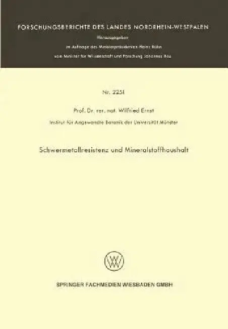 Cover of Schwermetallresistenz Und Mineralstoffhaushalt