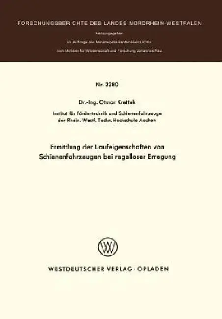 Cover of Ermittlung Der Laufeigenschaften Von Schienenfahrzeugen Bei Regelloser Erregung