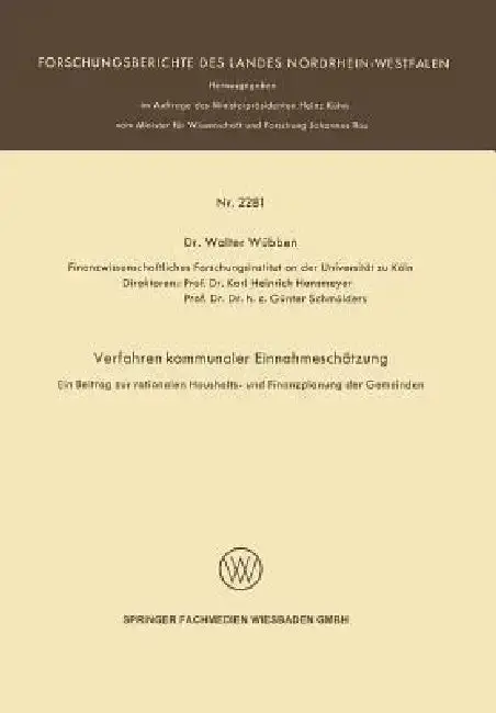 Cover of Verfahren Kommunaler Einnahmeschätzung -- Ein Beitrag Zur Rationalen Haushalts- Und Finanzplanung Der Gemeinden --