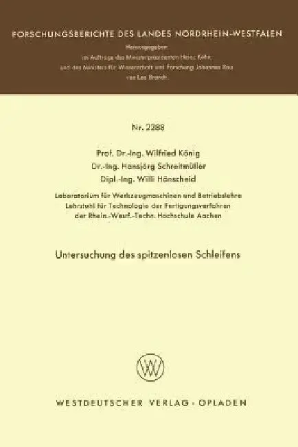 Cover of Untersuchung Des Spitzenlosen Schleifens
