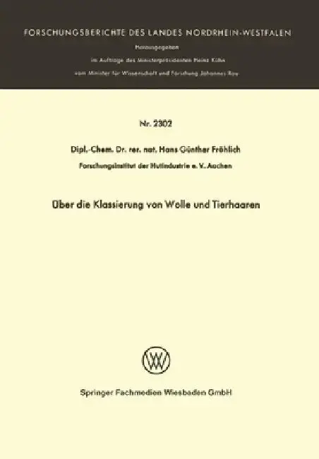 Cover of Über die Klassierung von Wolle und Tierhaaren