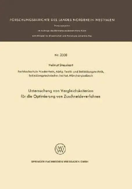 Cover of Untersuchung Von Vergleichskriterien Für Die Optimierung Von Zuschneideverfahren