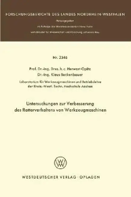 Cover of Untersuchungen Zur Verbesserung Des Ratterverhaltens Von Werkzeugmaschinen