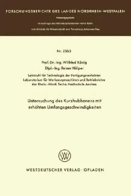Cover of Untersuchung Des Kurzhubhonens Mit Erhöhten Umfangsgeschwindigkeiten