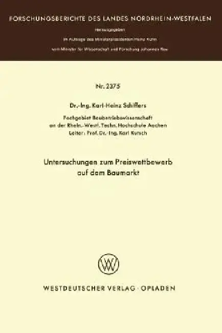 Cover of Untersuchungen Zum Preiswettbewerb Auf Dem Baumarkt