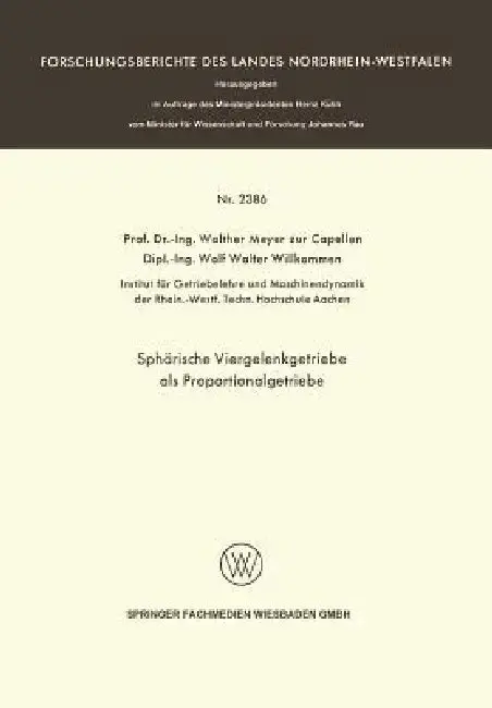 Cover of Sphärische Viergelenkgetriebe ALS Proportionalgetriebe