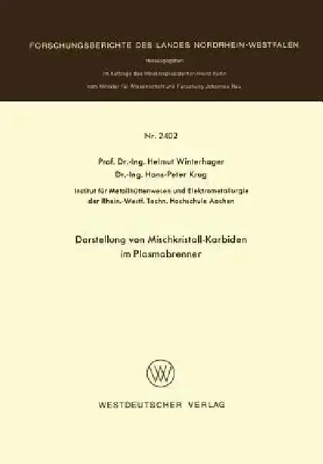 Cover of Darstellung Von Mischkristall-Karbiden Im Plasmabrenner
