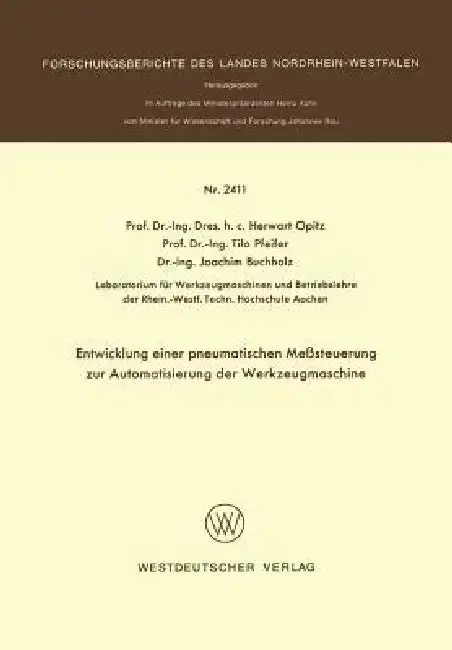 Cover of Entwicklung Einer Pneumatischen Meßsteuerung Zur Automatisierung Der Werkzeugmaschine