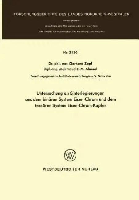 Cover of Untersuchung an Sinterlegierungen Aus Dem Binären System Eisen-Chrom Und Dem Ternären System Eisen-Chrom-Kupfer