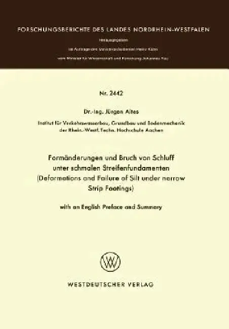 Cover of Formänderungen Und Bruch Von Schluff Unter Schmalen Streifenfundamenten