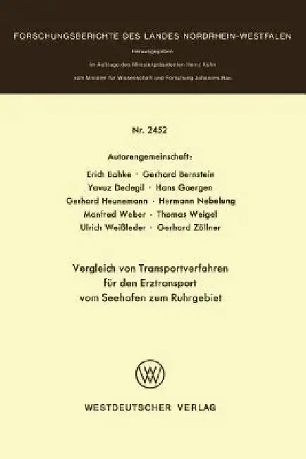 Cover of Vergleich Von Transportverfahren Für Den Erztransport Vom Seehafen Zum Ruhrgebiet