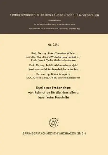 Cover of Studie Zur Probenahme Von Rohstoffen Für Die Herstellung Feuerfester Baustoffe