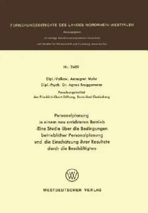 Cover of Personalplanung in Einem Neu Errichteten Betrieb