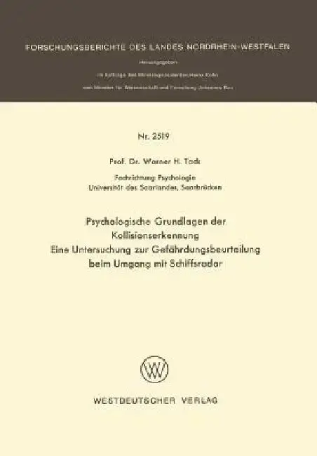 Cover of Psychologische Grundlagen Der Kollisionserkennung