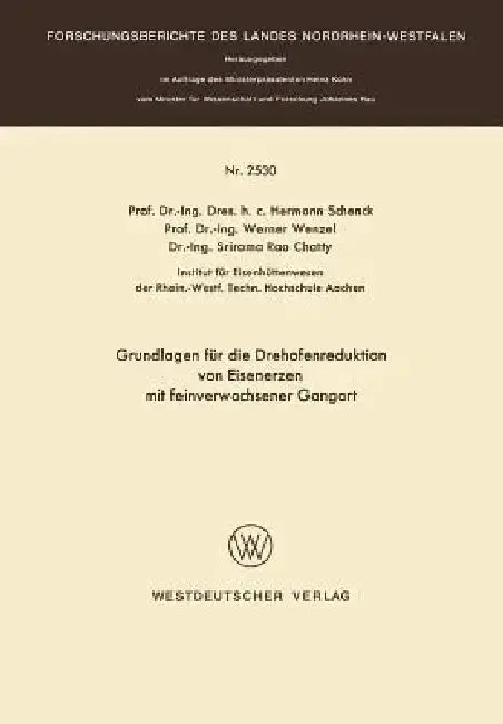 Cover of Grundlagen Für Die Drehofenreduktion Von Eisenerzen Mit Feinverwachsener Gangart