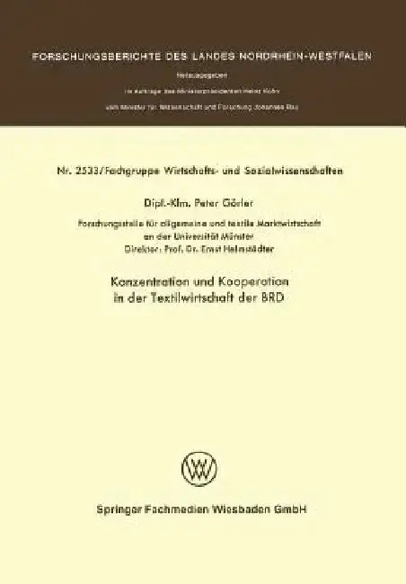 Cover of Konzentration Und Kooperation in Der Textilwirtschaft Der Brd