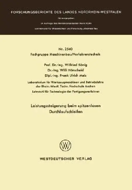 Cover of Leistungssteigerung Beim Spitzenlosen Durchlaufschleifen