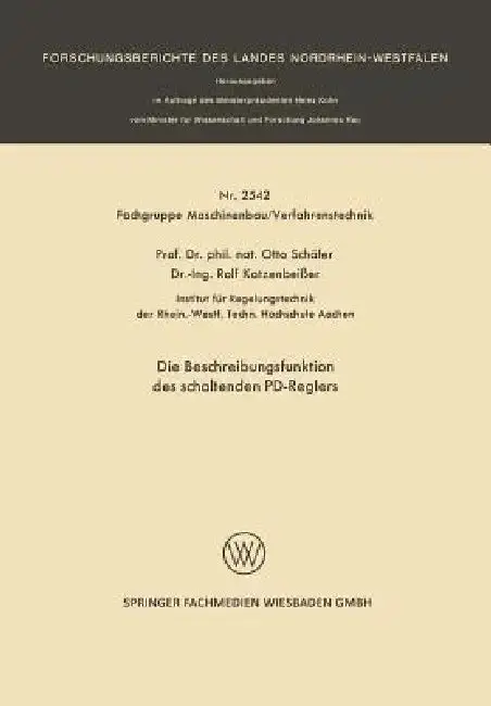 Cover of Die Beschreibungsfunktion Des Schaltenden Pd-Reglers