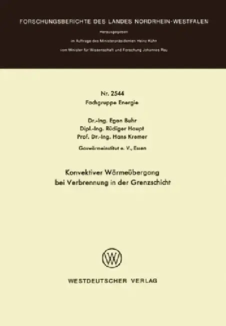 Cover of Konvektiver Wärmeübergang Bei Verbrennung in Der Grenzschicht