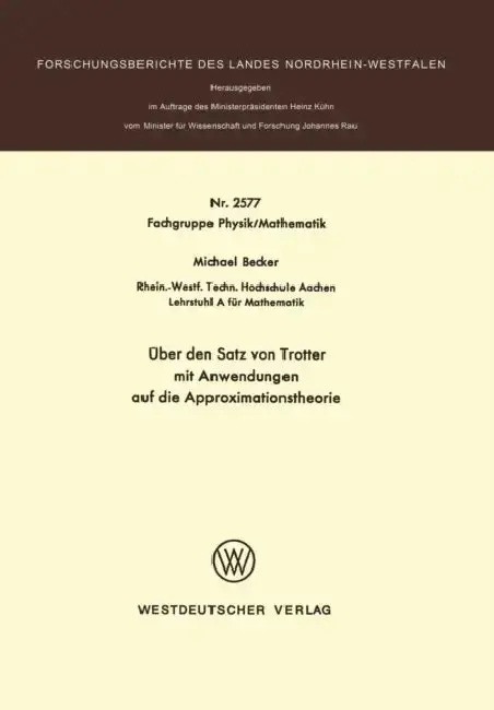 Cover of Über den Satz von Trotter mit Anwendungen auf die Approximationstheorie