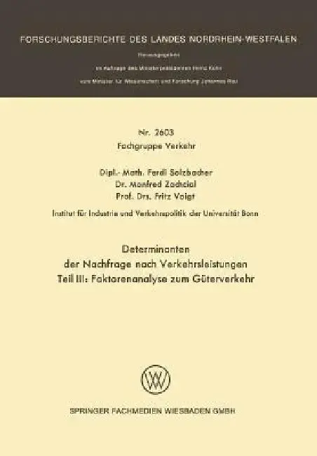 Cover of Determinanten Der Nachfrage Nach Verkehrsleistungen