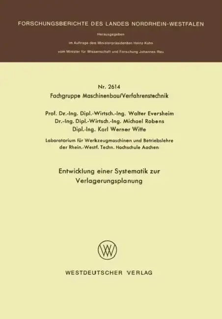 Cover of Entwicklung Einer Systematik Zur Verlagerungsplanung