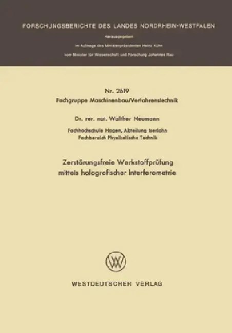 Cover of Zerstörungsfreie Werkstoffprüfung mittels holografischer Interferometrie