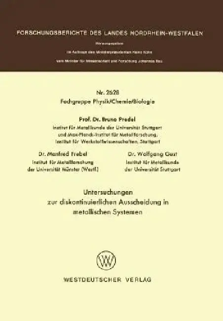 Cover of Untersuchungen Zur Diskontinuierlichen Ausscheidung in Metallischen Systemen
