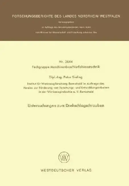 Cover of Untersuchungen Zum Drehschlagschrauben