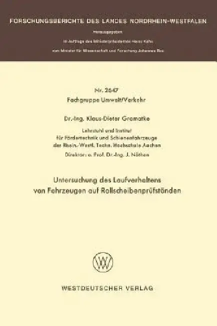 Cover of Untersuchung Des Laufverhaltens Von Fahrzeugen Auf Rollscheibenprüfständen
