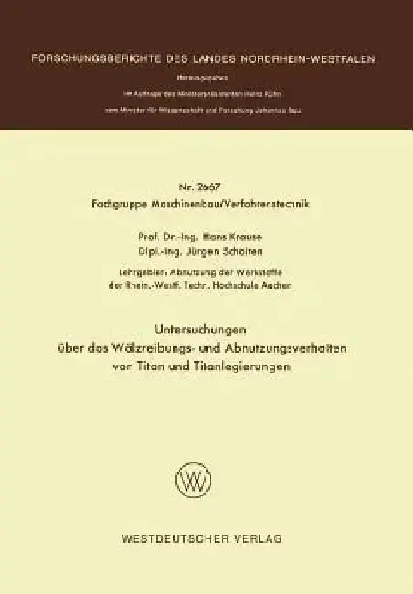 Cover of Untersuchungen Über Das Wälzreibungs- Und Abnutzungsverhalten Von Titan Und Titanlegierungen