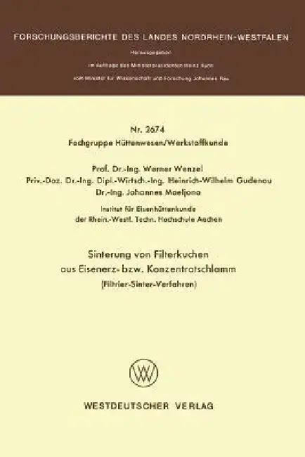 Cover of Sinterung Von Filterkuchen Aus Eisenerz- Bzw. Konzentratschlamm