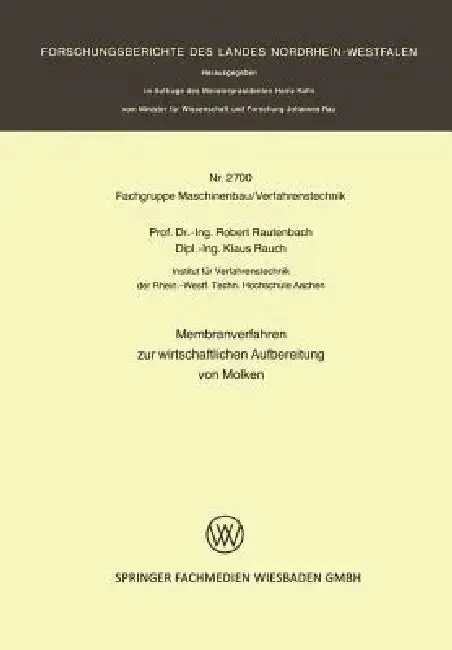 Cover of Membranverfahren Zur Wirtschaftlichen Aufbereitung Von Molken