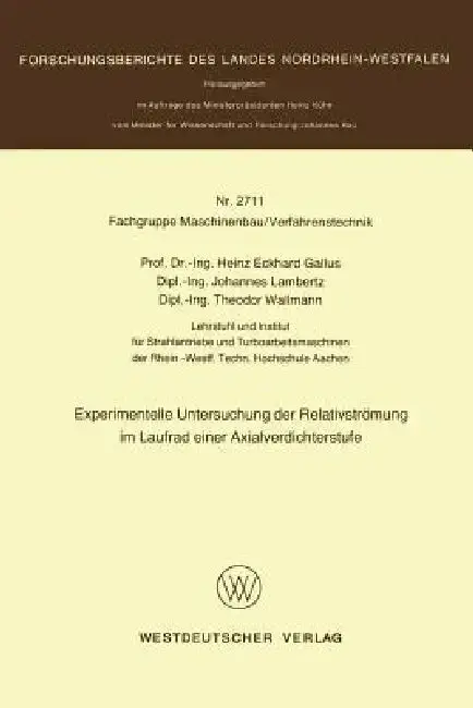 Cover of Experimentelle Untersuchung Der Relativströmung Im Laufrad Einer Axialverdichterstufe