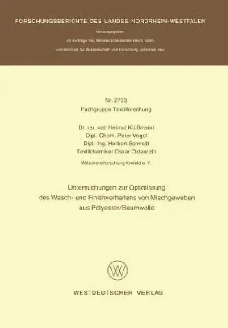 Cover of Untersuchungen Zur Optimierung Des Wasch- Und Finishverhaltens Von Mischgeweben Aus Polyester/Baumwolle