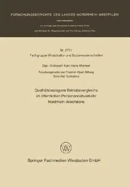 Cover of Qualitätsbezogene Betriebsvergleiche Im Öffentlichen Personennahverkehr Nordrhein-Westfalens