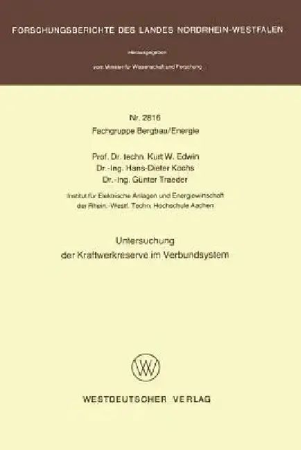 Cover of Untersuchung Der Kraftwerkreserve Im Verbundsystem