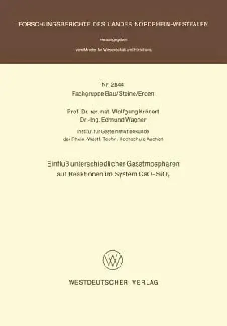 Cover of Einfluß Unterschiedlicher Gasatmosphären Auf Reaktionen Im System Cao-Sio2