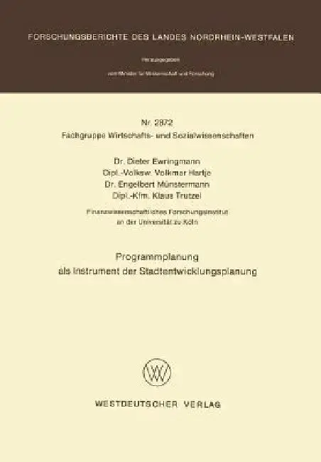 Cover of Programmplanung ALS Instrument Der Stadtentwicklungsplanung