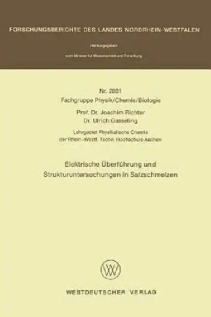 Cover of Elektrische Überführung Und Strukturuntersuchungen in Salzschmelzen