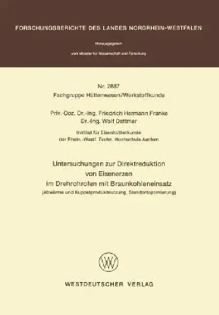 Cover of Untersuchungen Zur Direktreduktion Von Eisenerzen Im Drehrohrofen Mit Braunkohleneinsatz