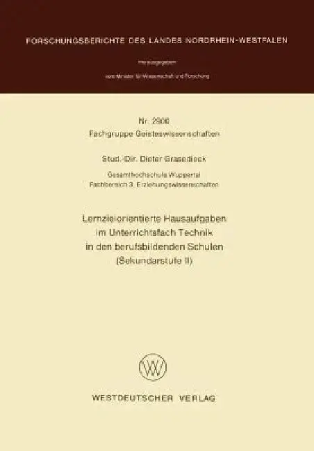 Cover of Lernzielorientierte Hausaufgaben Im Unterrichtsfach Technik in Den Berufsbildenden Schulen (Sekundarstufe II)