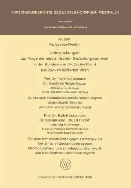 Cover of Untersuchungen Zur Frage Der Medizinischen Bedeutung Von Zwei in Der Bundesrepublik Deutschland Aus Zecken Isolierten Viren