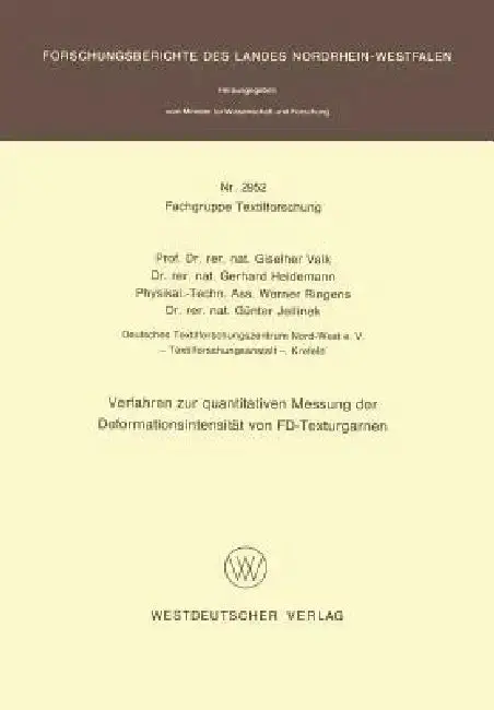 Cover of Verfahren Zur Quantitativen Messung Der Deformationsintensität Von Fd-Texturgarnen