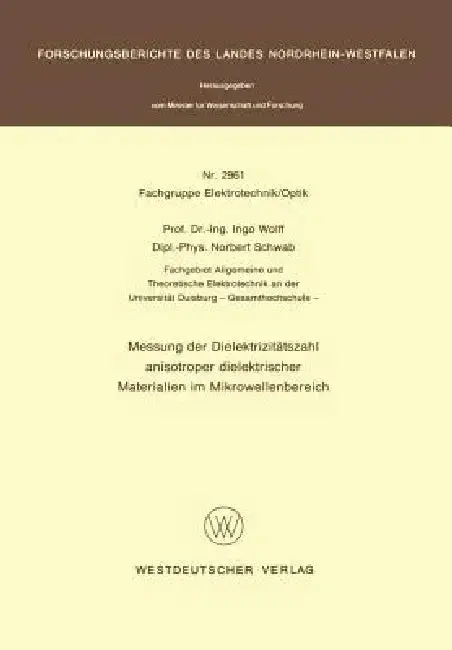 Cover of Messung Der Dielektrizitätszahl Anisotroper Dielektrischer Materialien Im Mikrowellenbereich
