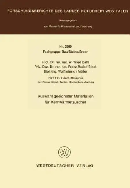 Cover of Auswahl Geeigneter Materialien Für Kernwärmetauscher