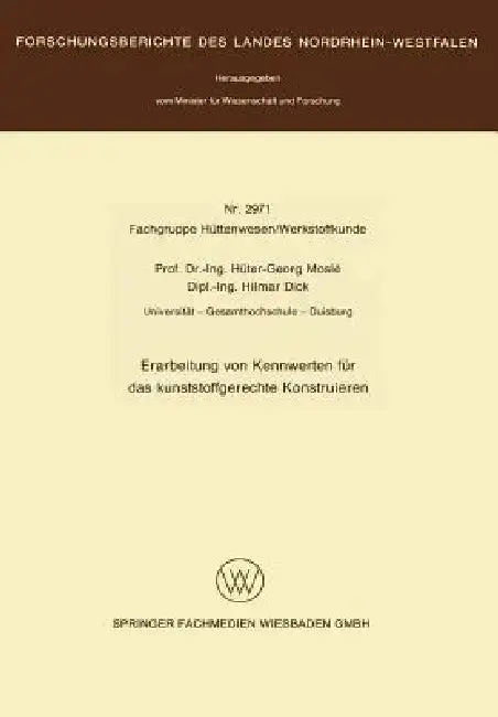 Cover of Erarbeitung Von Kennwerten Für Das Kunststoffgerechte Konstruieren