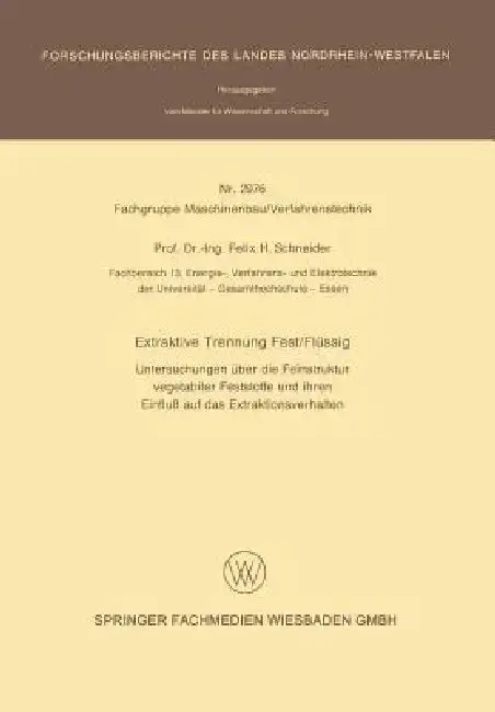 Cover of Extraktive Trennung Fest/Flüssig